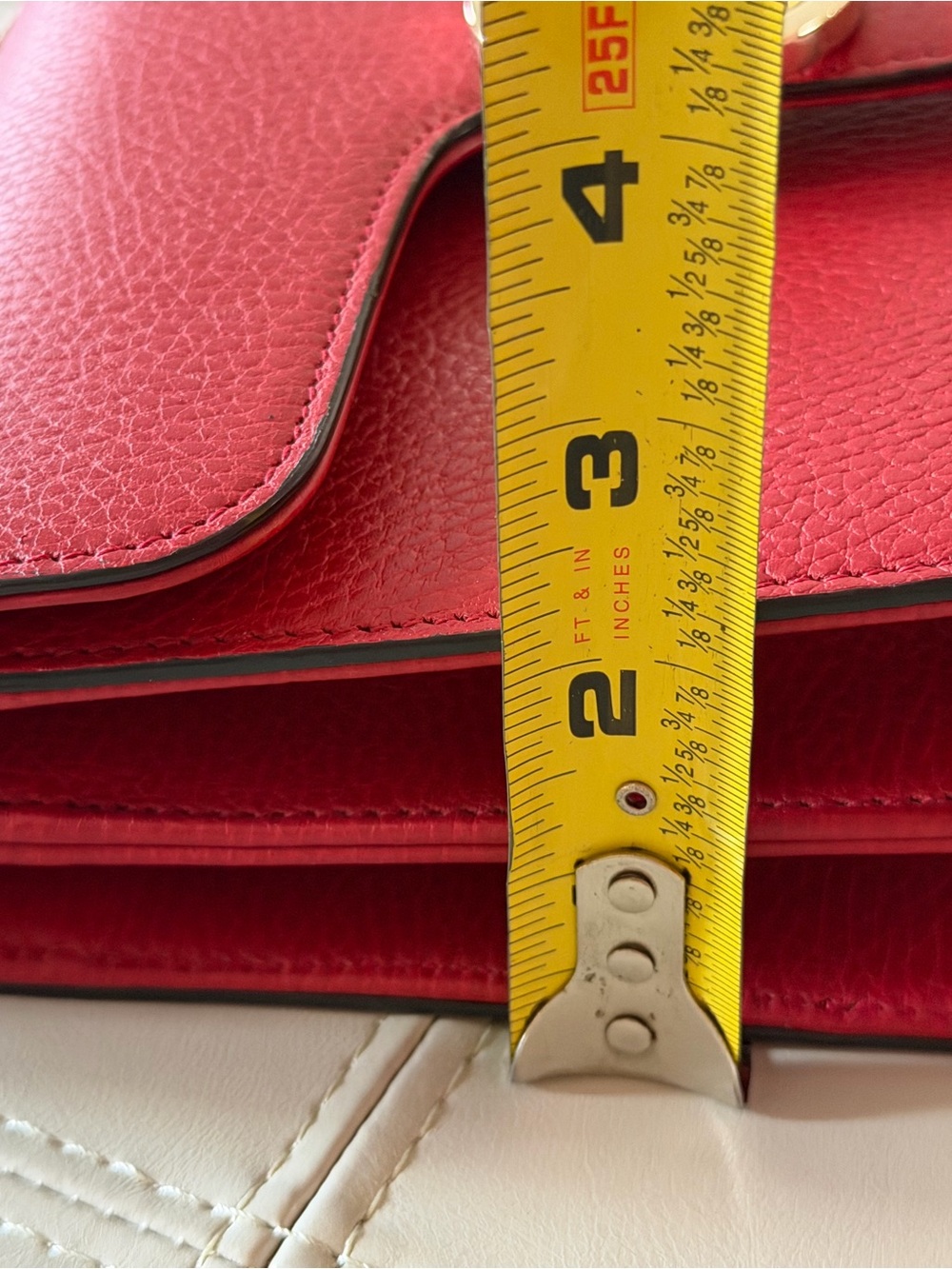GUCCI Red Calfskin Interlocking Bag w/ Authentication Certificate Small - Picture 7 of 8